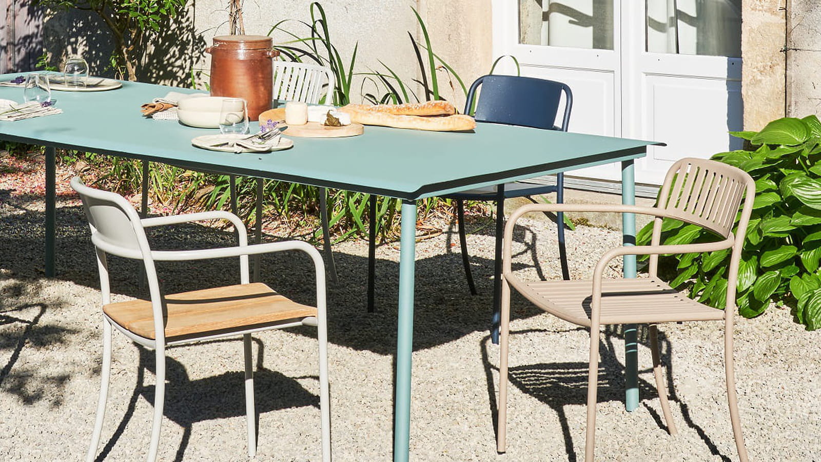 Salle à manger de jardin en acier inoxydable