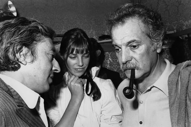 Avec Serge Gainsbourg et Georges Brassens après un concert, en 1973