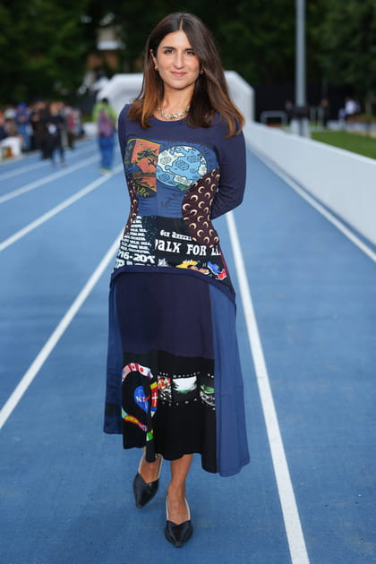 Géraldine Nakache en robe longue moulante Marine Serre