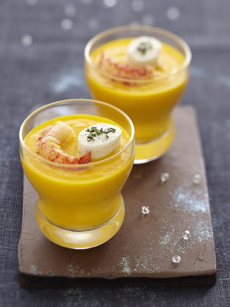 Cr&eacute;meux de potiron aux &eacute;crevisses Ap&eacute;rivrais aux Olives