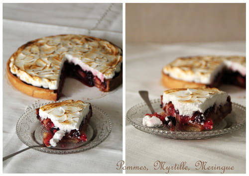 Tarte meringuée aux pommes et myrtilles