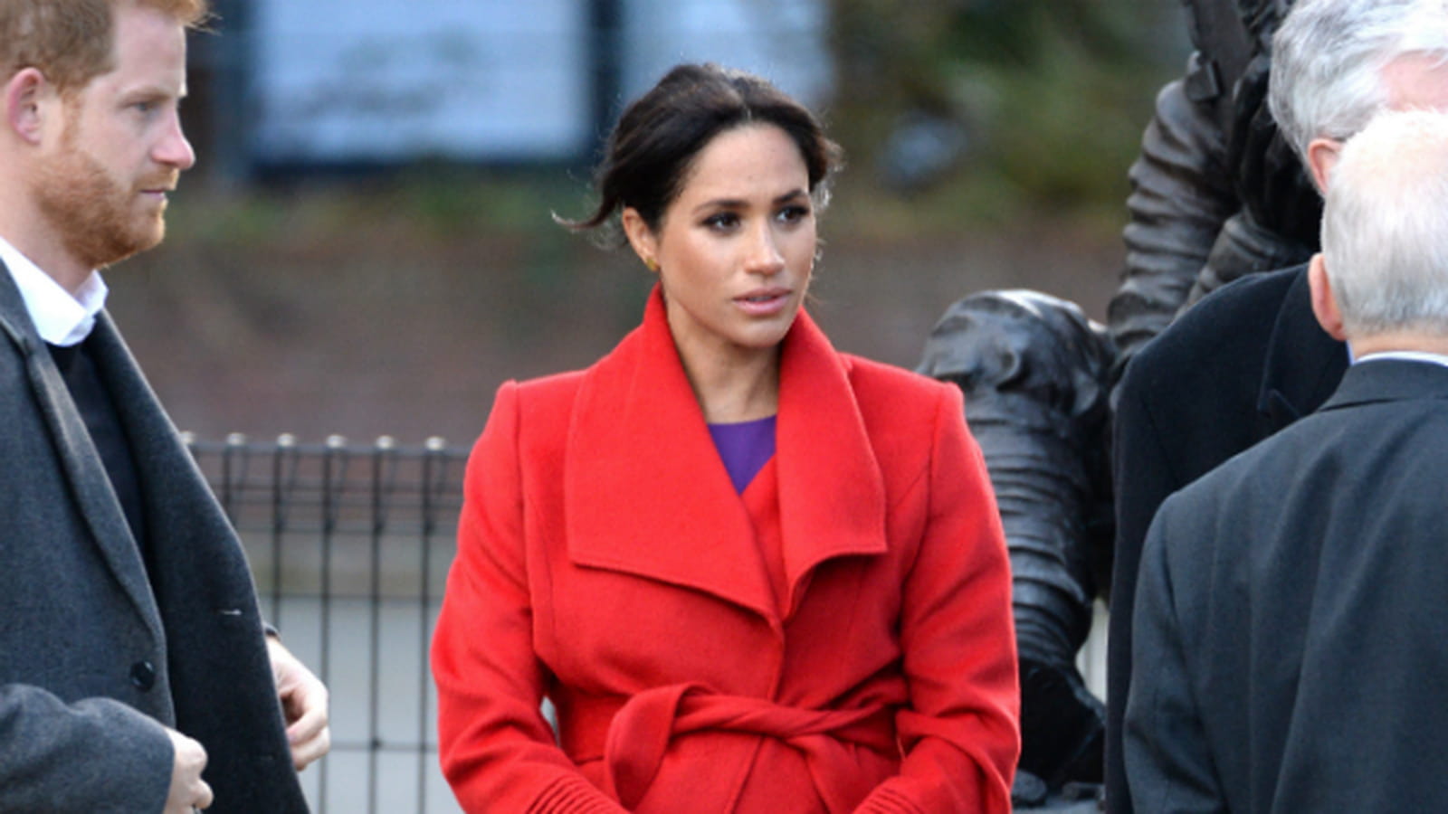 Manteau rouge de Meghan Markle 