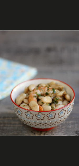 Salade de haricots Tarbais aux crevettes roses