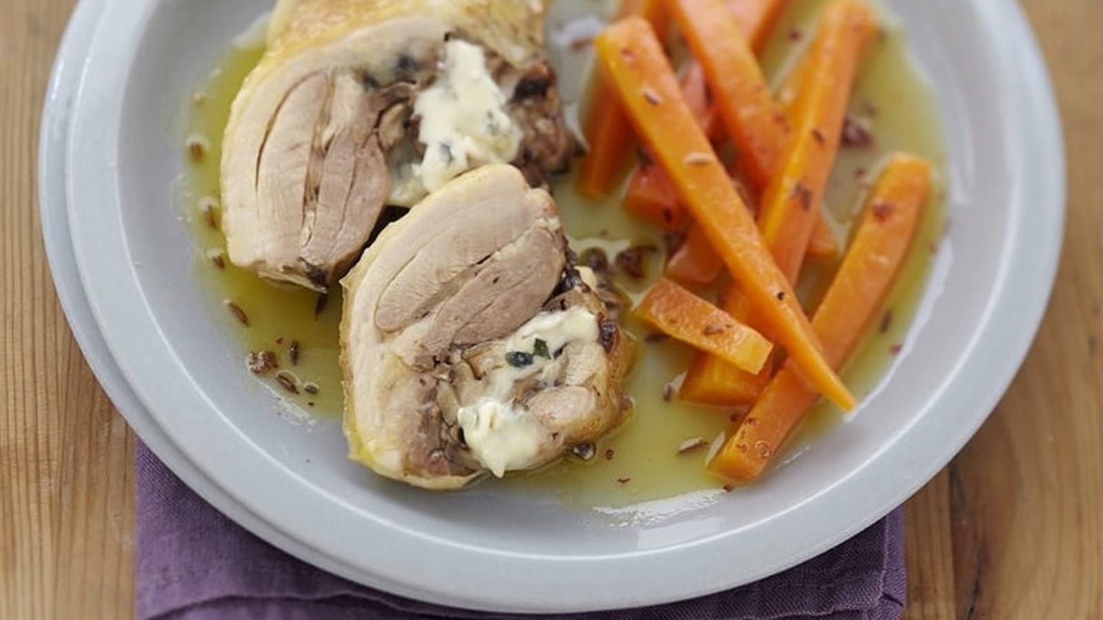 Poulet farci au Bresse Bleu