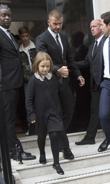 David Beckham et Harper Beckham au d&eacute;fil&eacute; Victoria Beckham