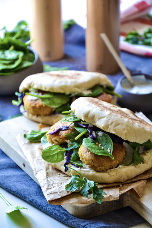 Pain pita maison et ses falafels