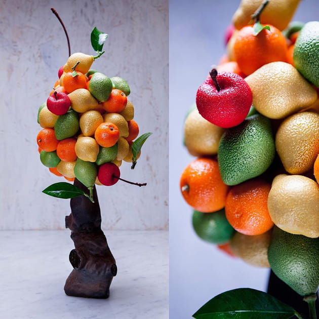 Impressionnante sculpture en fruits
