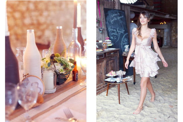 D&eacute;co de mariage rustique chic&nbsp;: bouteilles en verre et tableau noir