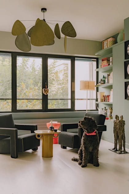 Apr&egrave;s&nbsp;: un petit salon d'appoint entre pi&egrave;ces atypiques et chien&nbsp;!