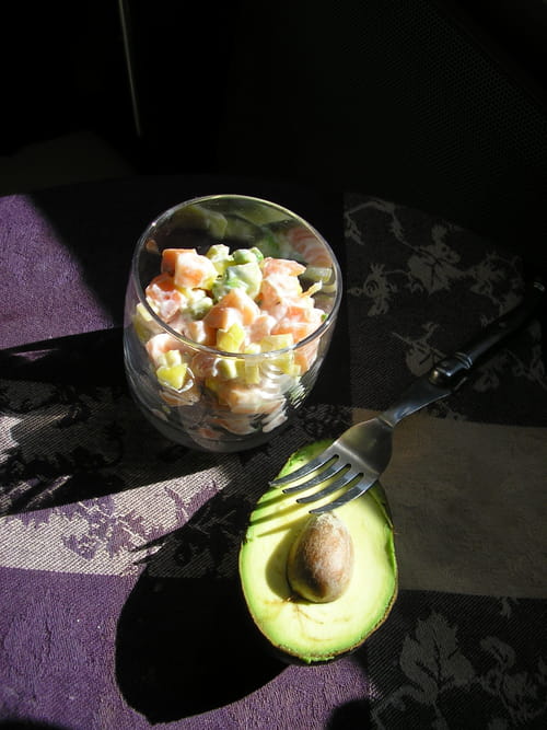 Verrines de tartare de saumon/mangue/avocat