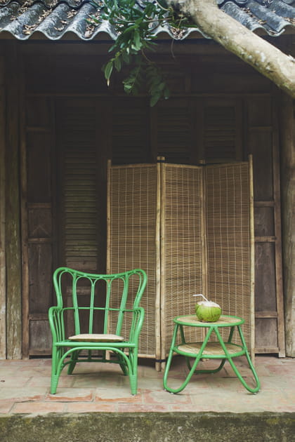Fauteuil et table en rotin Nipprig d'IKEA