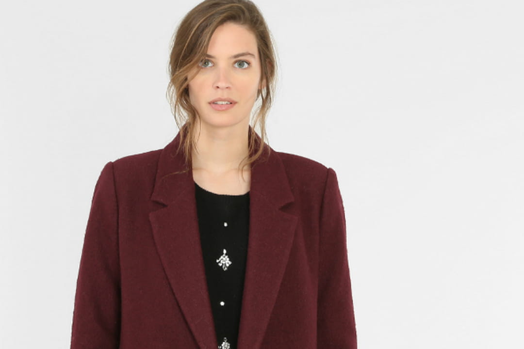 Manteau Court Drap De Laine Femme