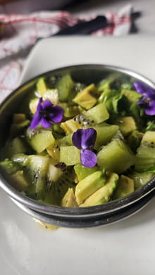 Tartare d'avocat et de kiwi sous voile de riz aux violettes : Etape 3