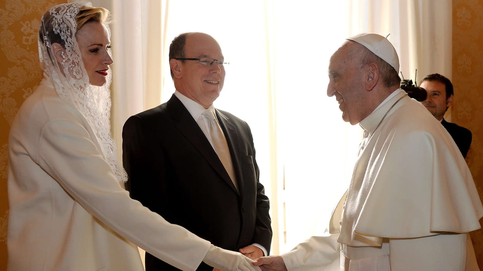 Charlène de Monaco, le Prince Albert II et le Pape François