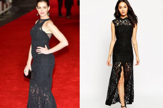 Anne Hathaway, une robe noire en dentelle