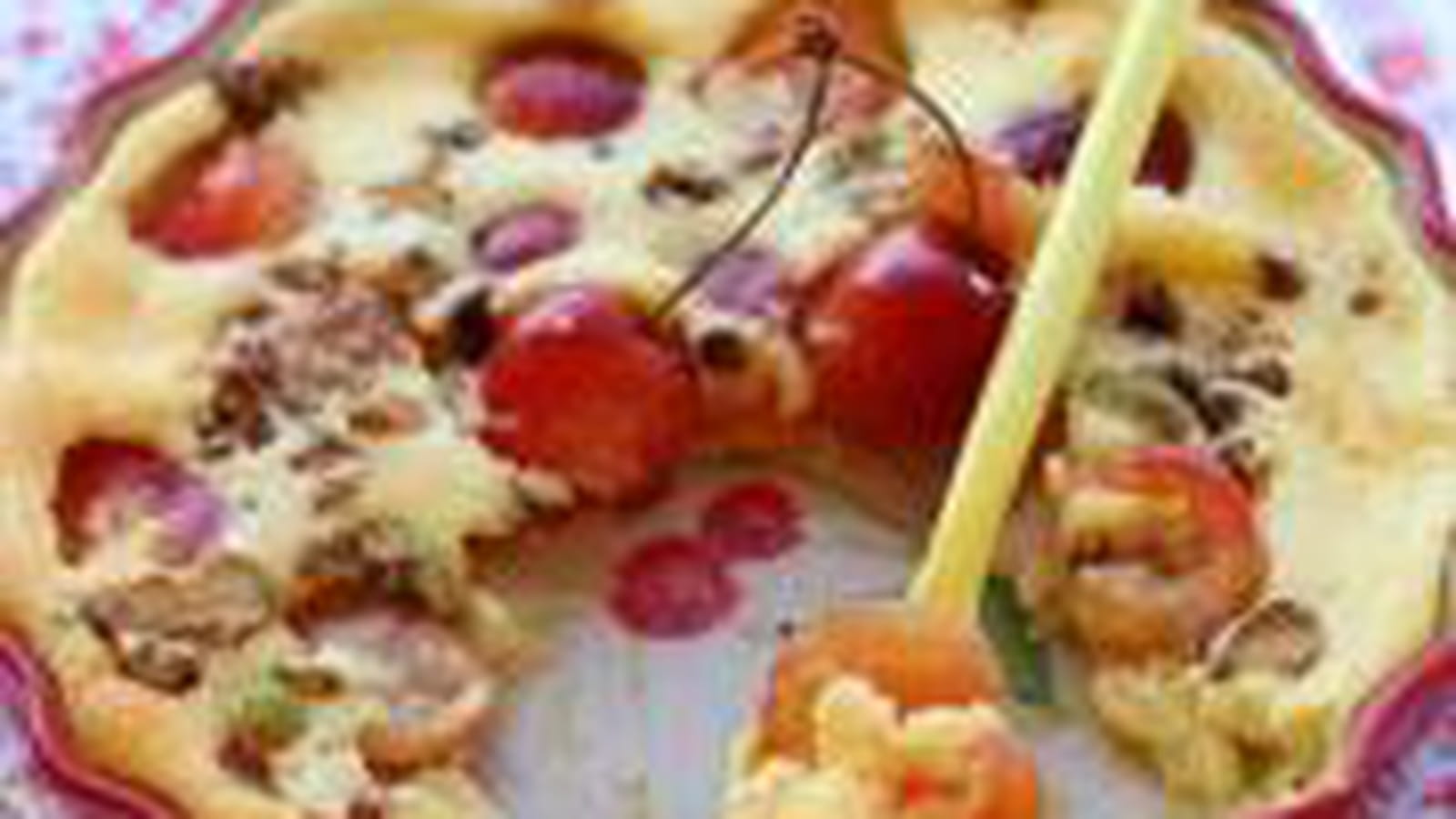 Clafoutis cerises blanches mascarpone pistaches