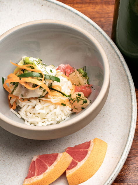 Lotte au pamplemousse de Floride et riz basmati
