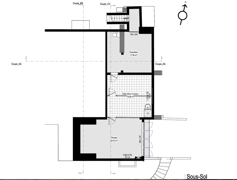 Le plan du sous-sol avant travaux