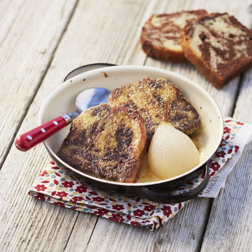 Marbré façon Pain Perdu et sa Poire Pochée à la Vanille
