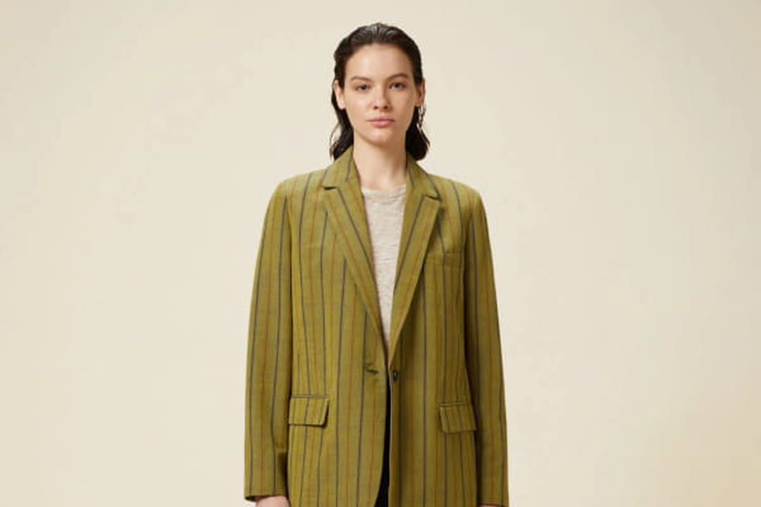 Veste Vintage John G Hardy Of London - 44R - Laine Rayée Violet/kaki - Années 80
