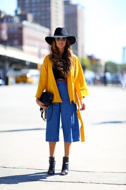 Street style &agrave; New York : jupe-culotte en jean