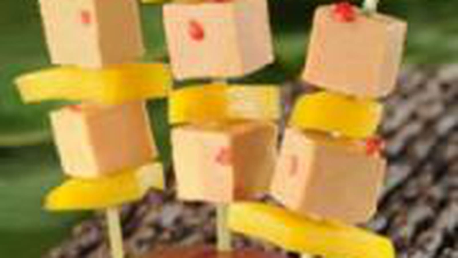 Brochette de foie gras et mangue