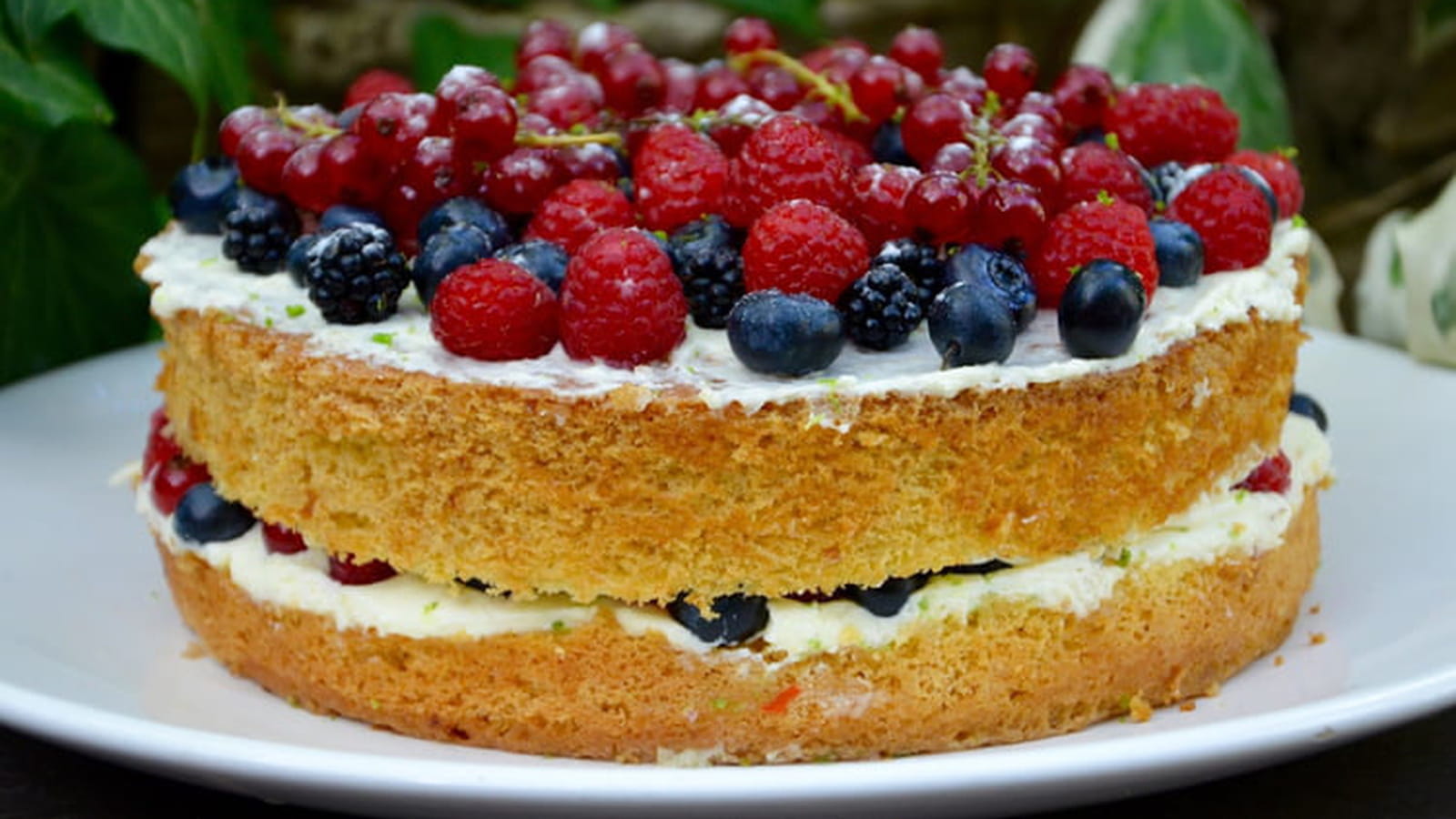 Gâteau aux fruits rouges et à la mousse de mascarpone