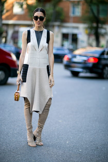 Street style &agrave; Milan : la robe en patchwork