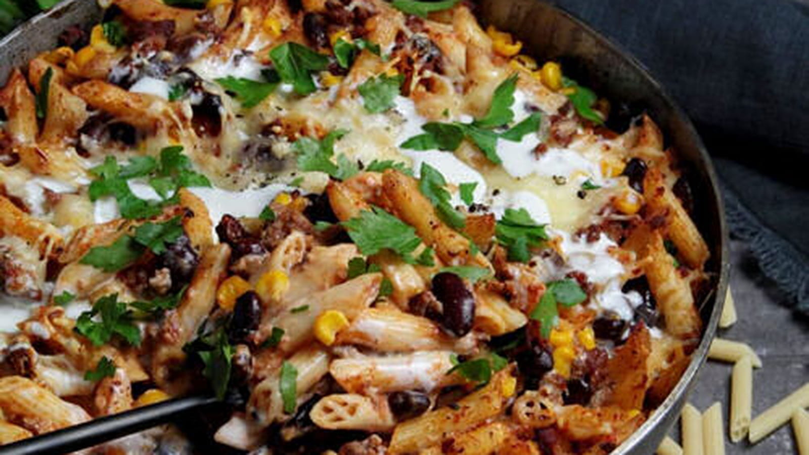 Gratin de pâtes Penne Rigate à la Mexicaine