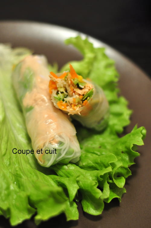 Rouleaux de printemps saumon, avocat, mangue