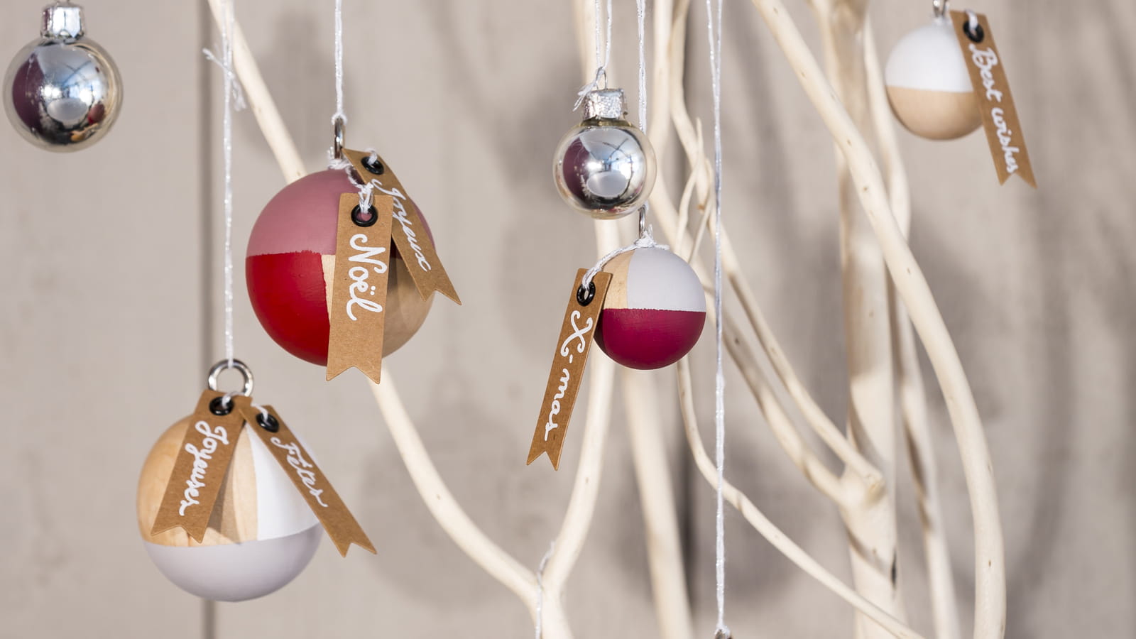 Boules de Noël en bois DIY Cultura
