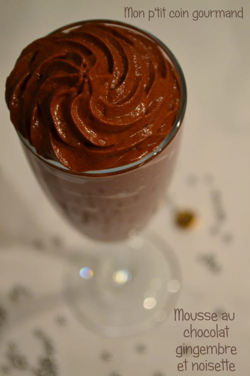 Mousse au chocolat /gingembre et aux noisettes