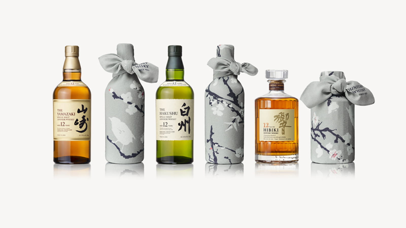 Whiskies primés de Suntory et leur furoshiki