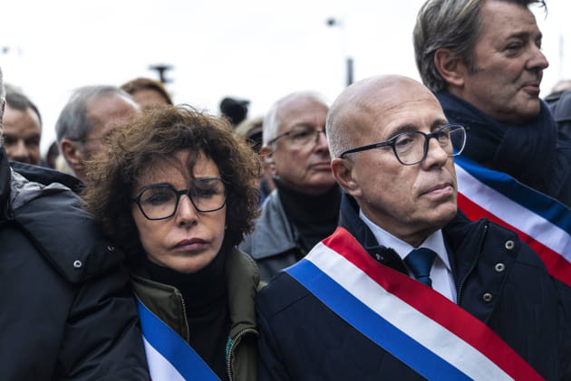 Rachida Dati et la droite &agrave; la Marche contre l'antis&eacute;mitisme
