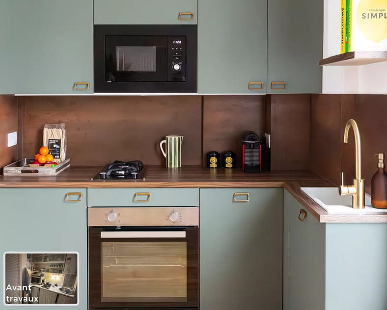 Avant-apr&egrave;s&nbsp;: un 35&nbsp;m&sup2; d&eacute;sencombr&eacute; et optimis&eacute; gr&acirc;ce &agrave; des rangements suppl&eacute;mentaires