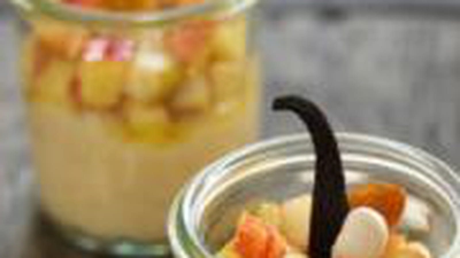 Verrines crème de haricots, poires et pommes