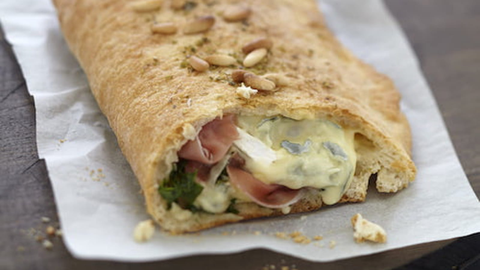 Focaccia au Bresse Bleu et jambon de Parme