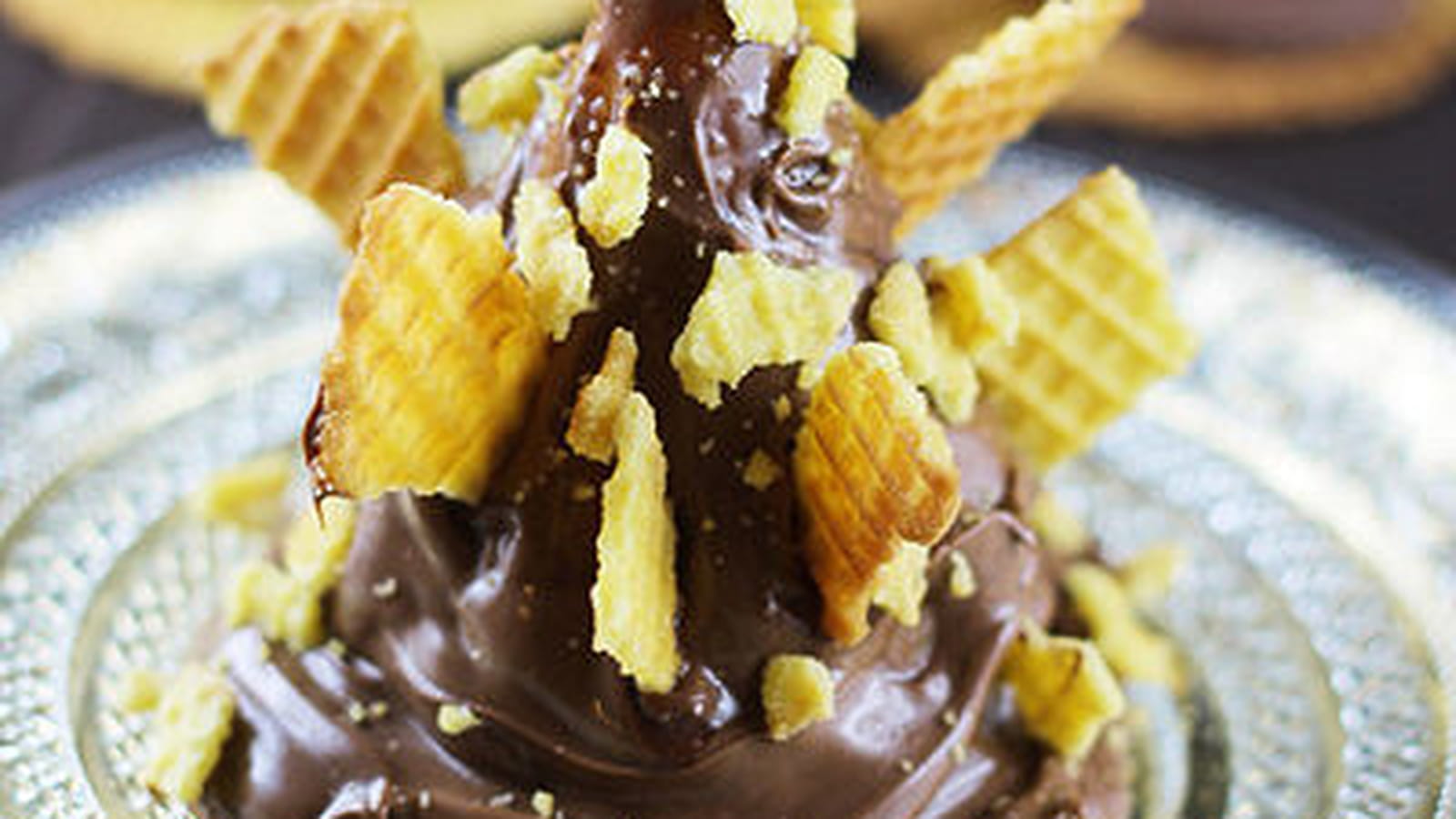Poire chocolat et gaufre fine