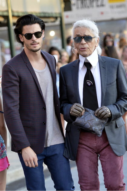 Baptiste Giabiconi et Karl Lagerfeld