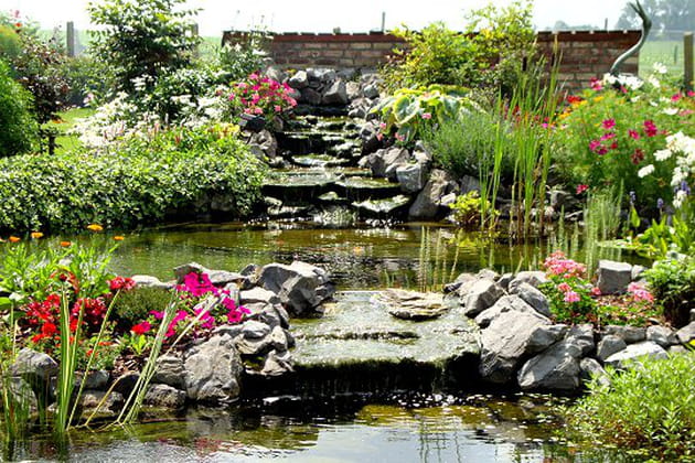 Bassin d&eacute;cor&eacute; de pierres bleues