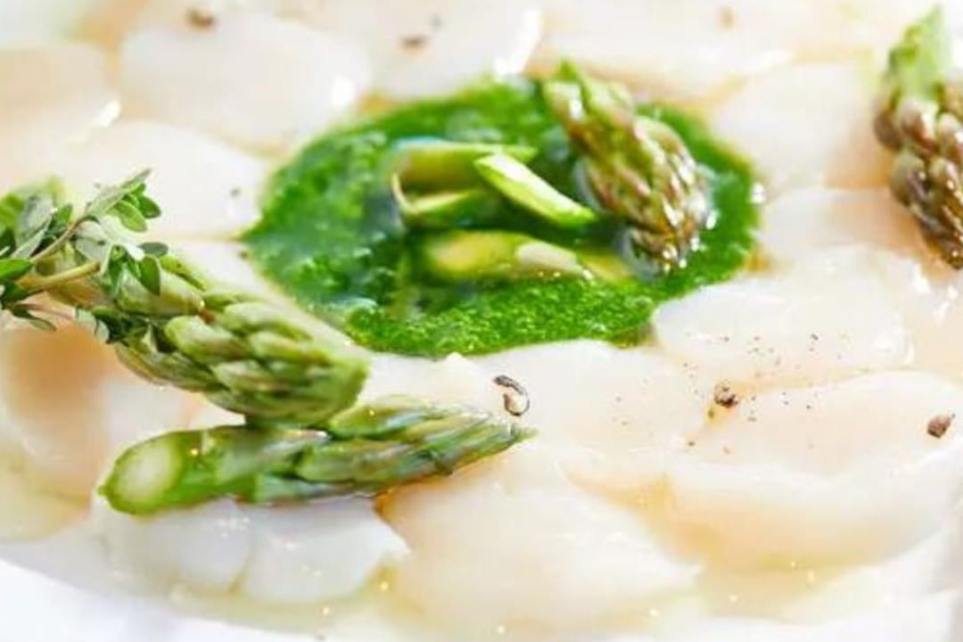 Carpaccio de noix de Saint-Jacques aux asperges