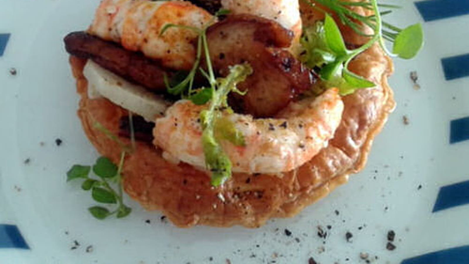 Tartelette feuilletée aux langoustines