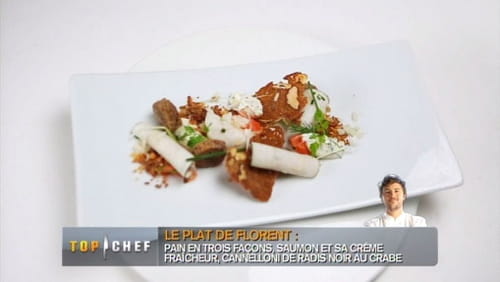 Pain de seigle aux noix PAUL en 3 façons, saumon, sa crème fraîcheur, cannelloni de radis noir au crabe
