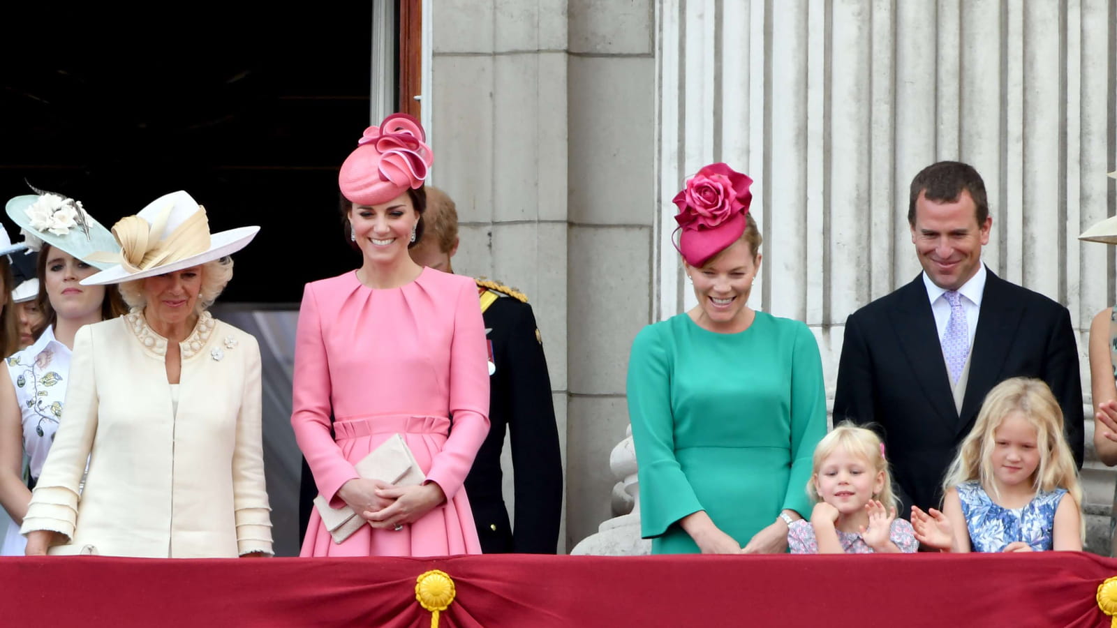 La duchesse Camilla, Kate Middleton, Autumn Phillips, Isla Phillips, Peter Phillips et Savannah Phillips