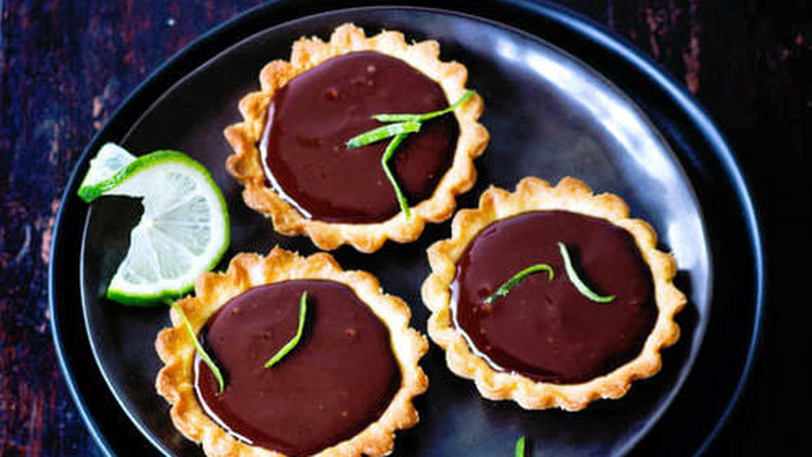 Tartelettes au chocolat, gingembre et citron vert