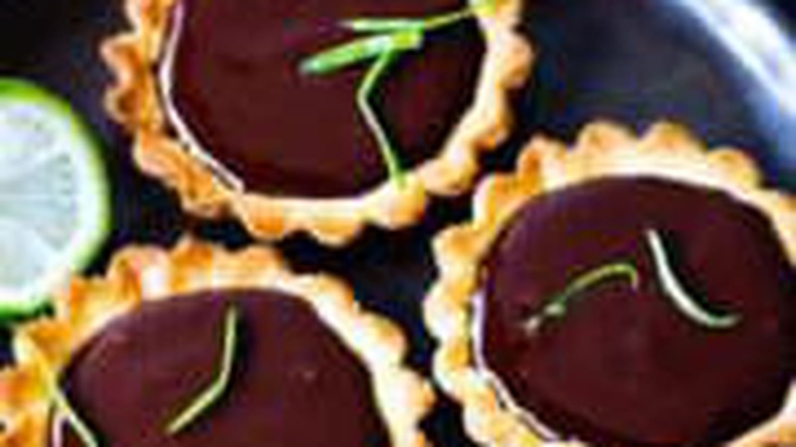 Tartelettes au chocolat, gingembre et citron vert
