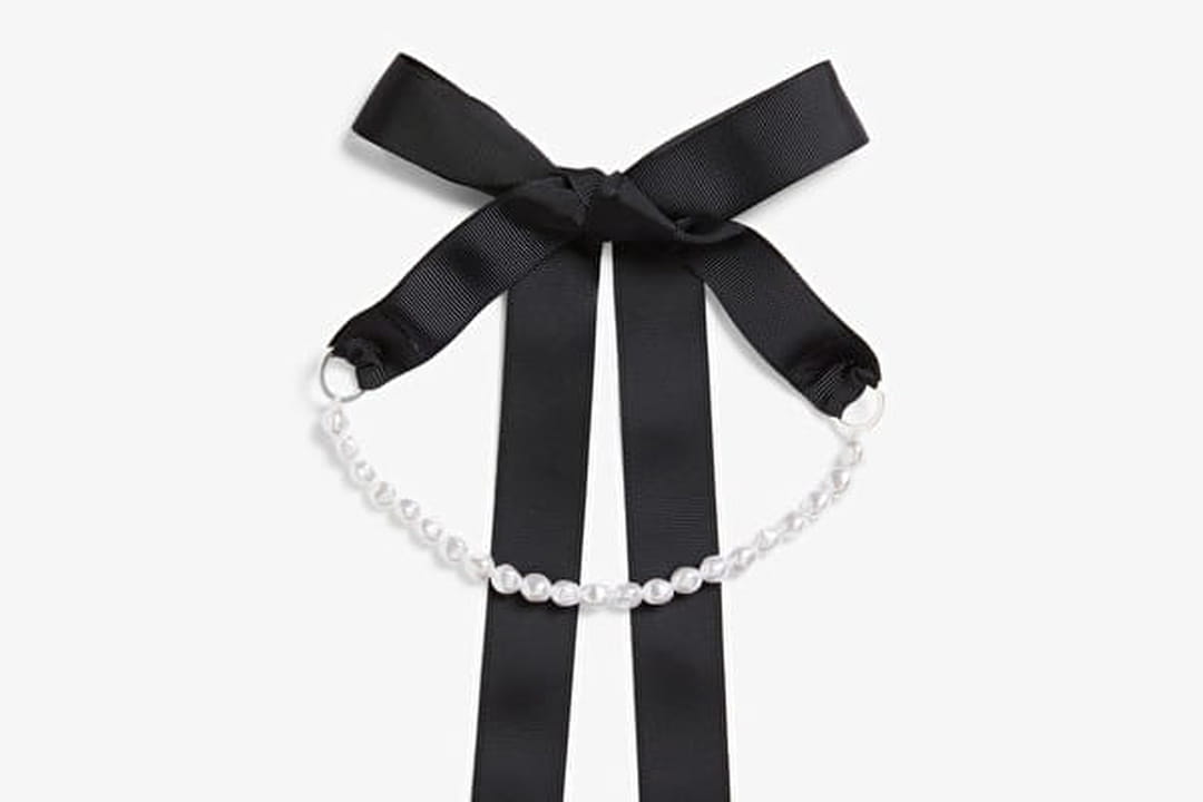 Collier Heidi Daus Nœud En Cristal Perlé - Haute Noeud Noir - Neuf Sans Boîte