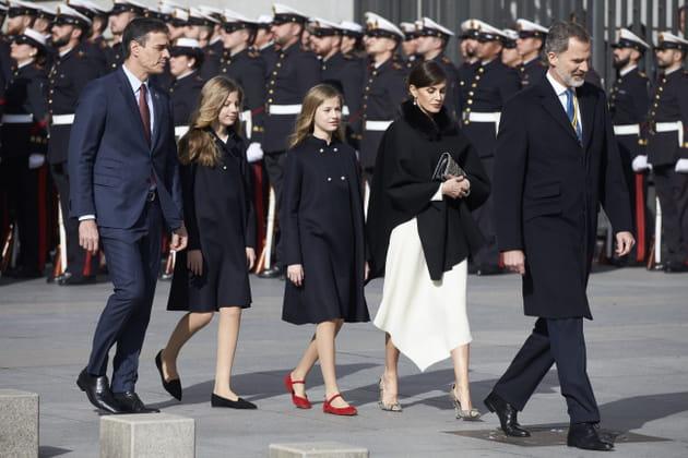 Le roi Felipe VI, sa femme Letizia et leurs filles &agrave; Madrid
