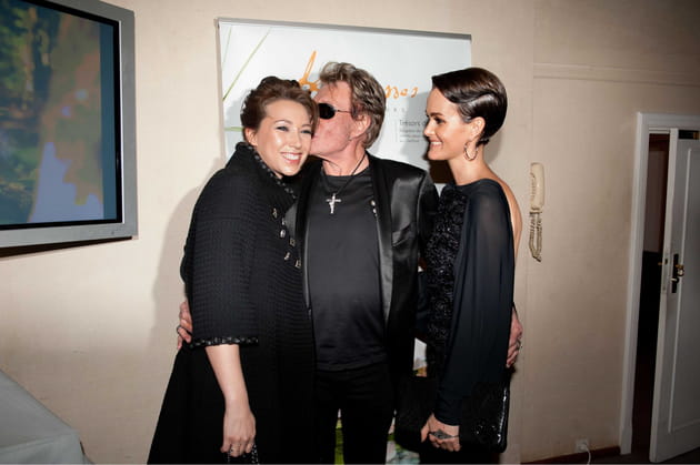 Avec sa fille Laura et sa femme Laeticia