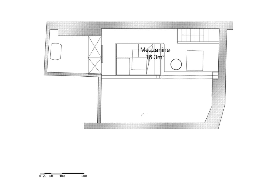 Plan de la mezzanine apr&egrave;s travaux